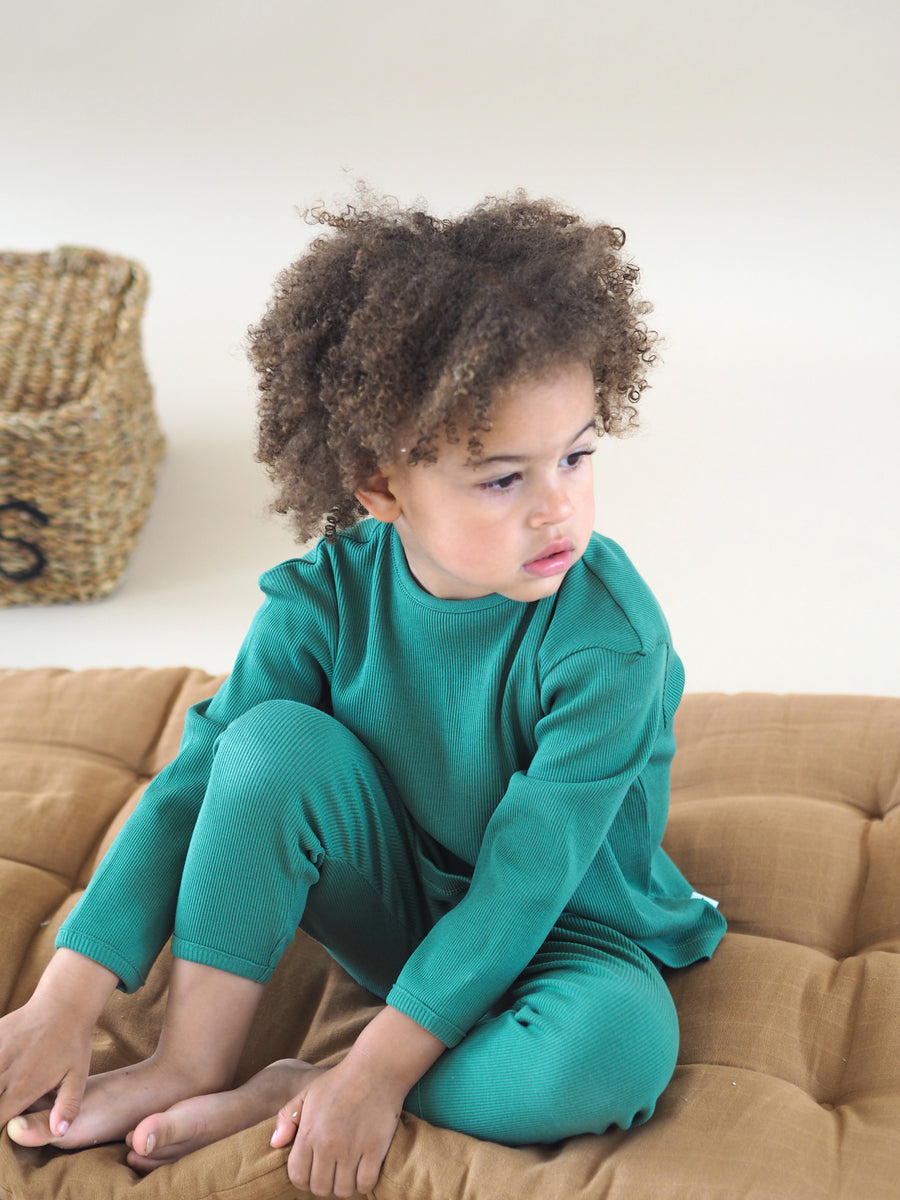 Unisex Ribbed Forest Green Pyjama